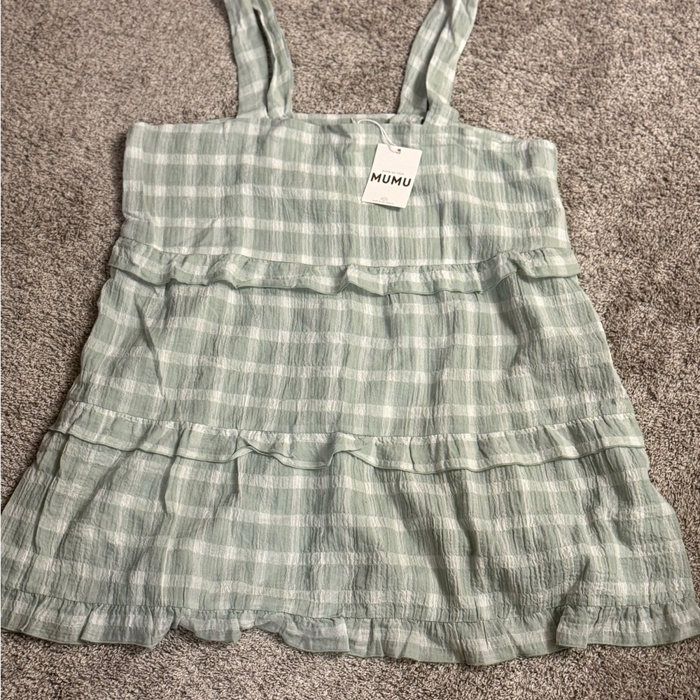 Show Me Your MuMu, Napa Mini Dress, size XXL, Checkered, Green and White